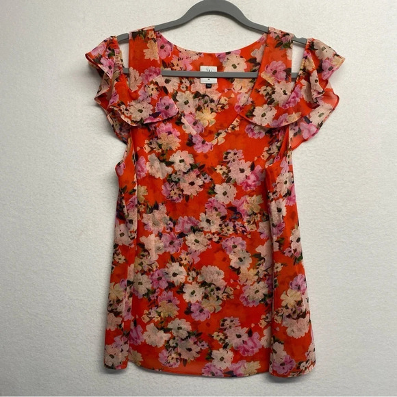 Cabi #5352 Lush Floral Cold Shoulder Blouse M - Picture 6 of 11